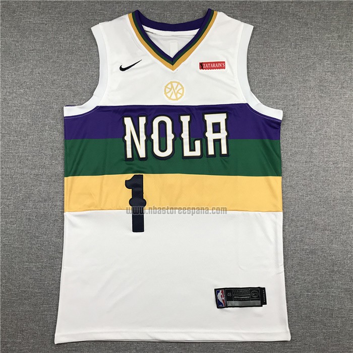 Camiseta New Orleans Pelicans Zion Williamson NO 1 Ciudad 2019-20 Blanco